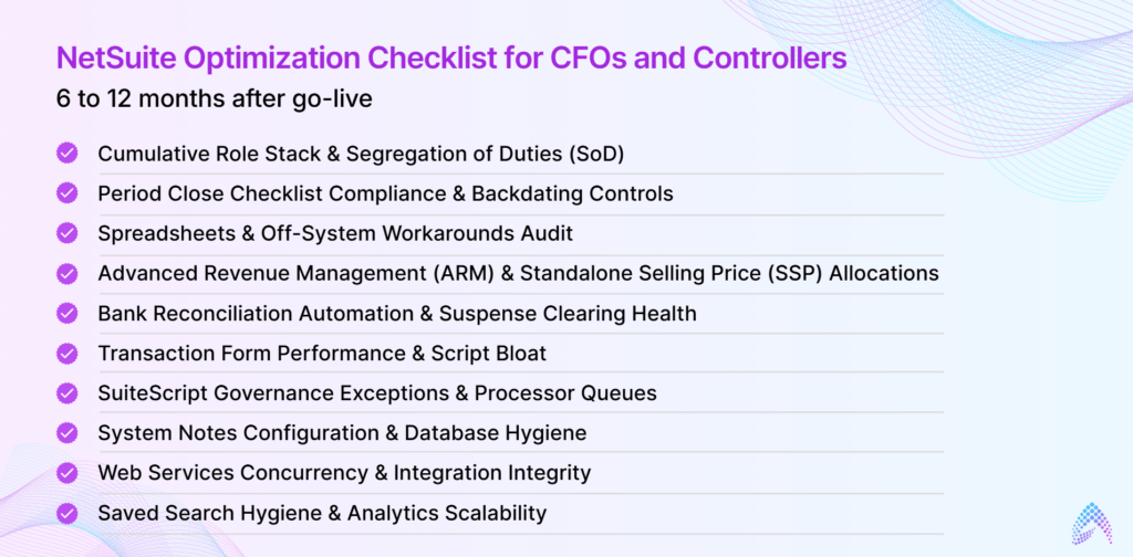 Netsuite optimization checklist